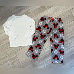 Disney Fleece Mickey Pajama Pants Size 4 with Cat & Jack long sleeve top